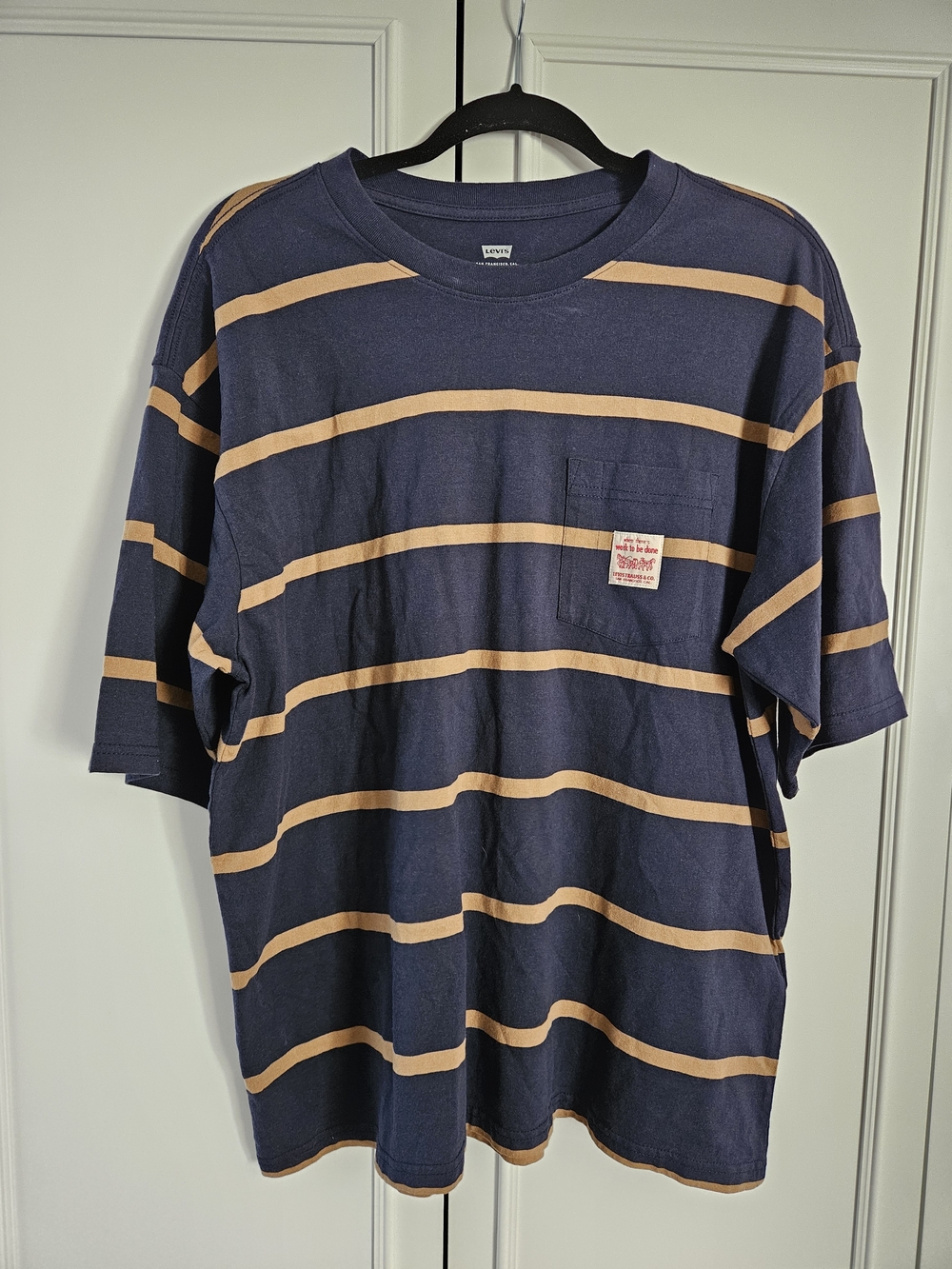 Levi's Navy and Tan Striped Pocket T-Shirt